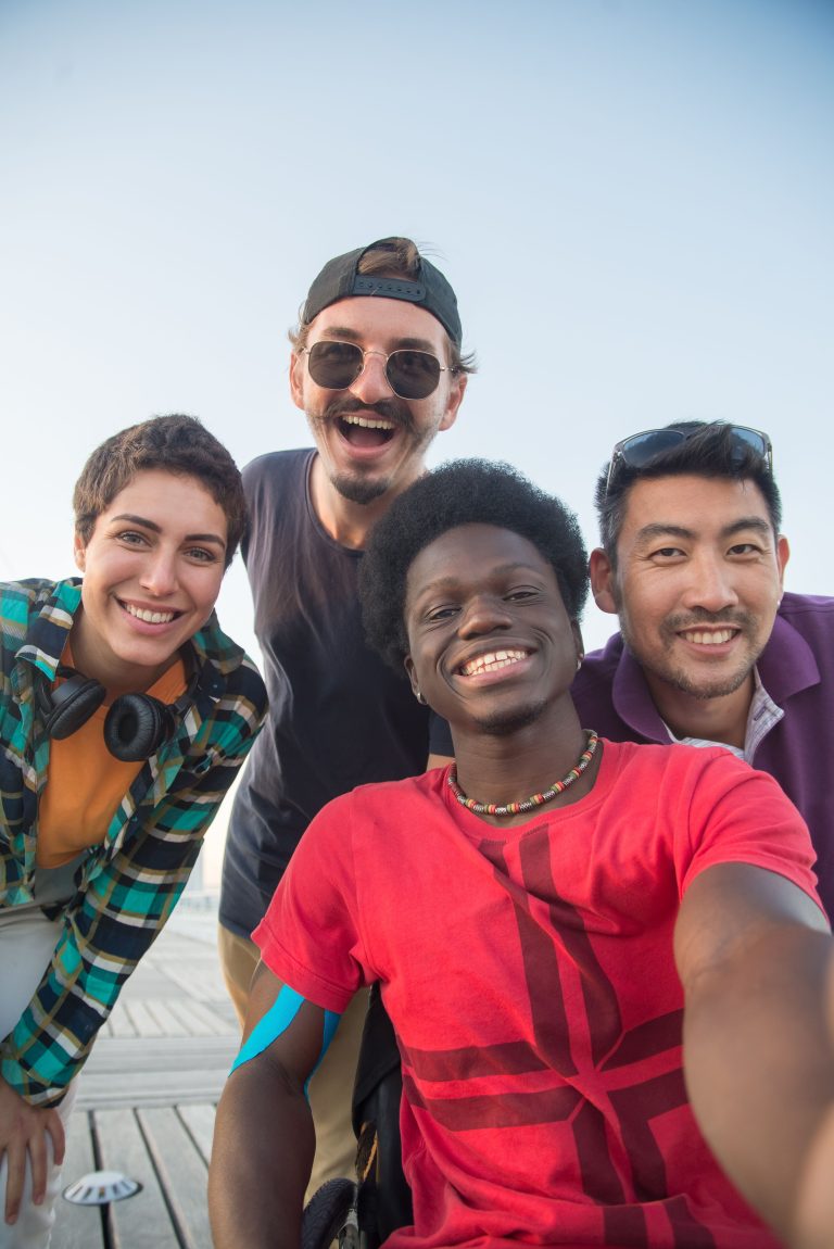 group of friends smilling